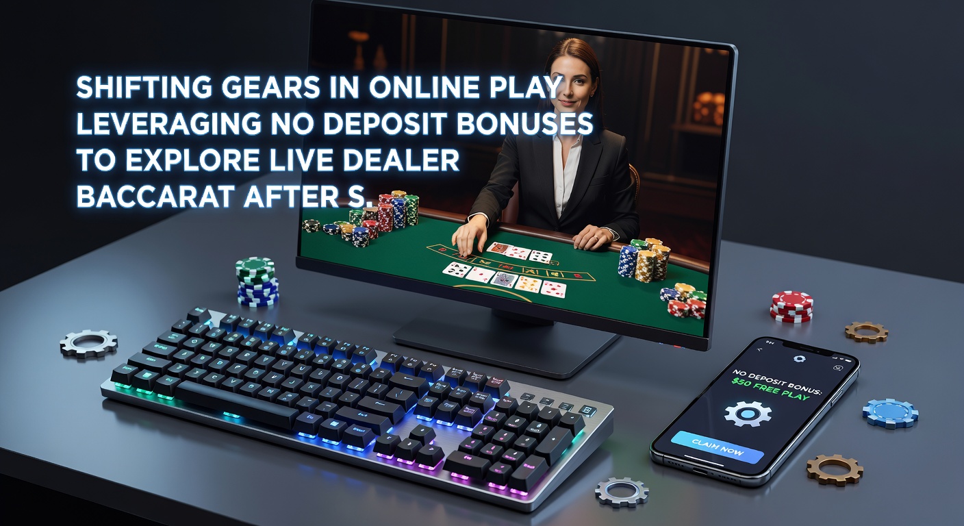 Live-Dealer-Baccarat-Tisch auf einem Tablet mit No-Deposit-Bonus-Anzeige und Smartphone-Slot-Hintergrund