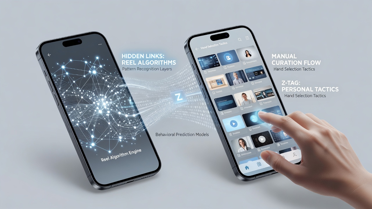 Detailansicht einer mobilen App mit verknüpften Reel- und Tischspiel-Algorithmen